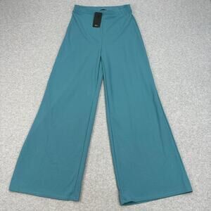 Saints 21 Wide Leg Trouser Pants Women's L Teal Blue High Waist Stretch Pull-On